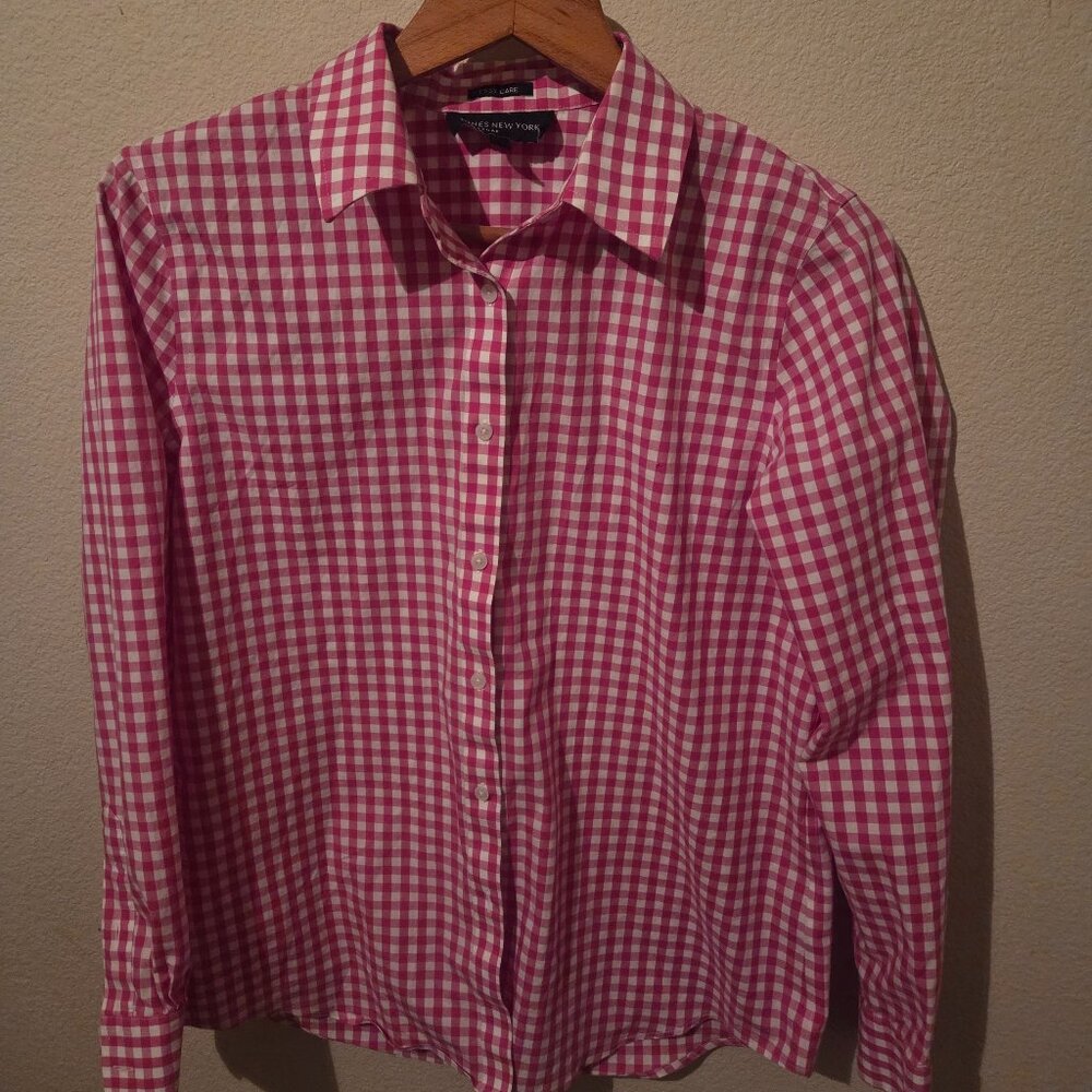 Pink gingham button up shirt